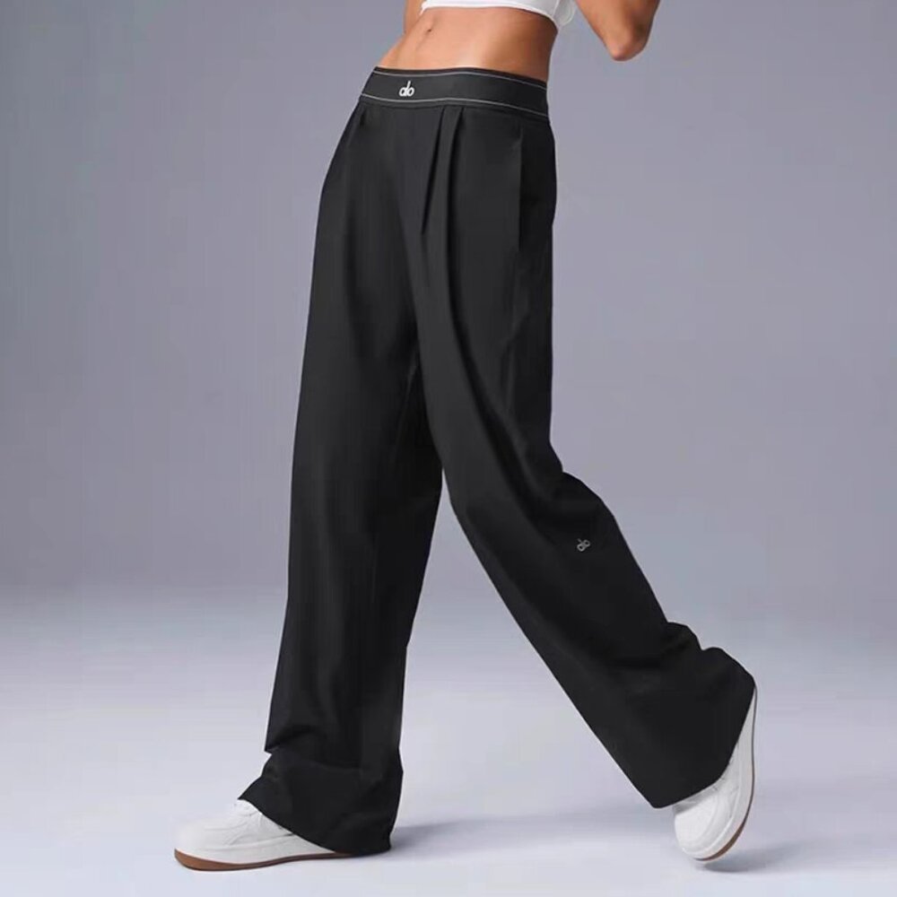 ALO Yoga Black Relaxed Straight-Leg Pants